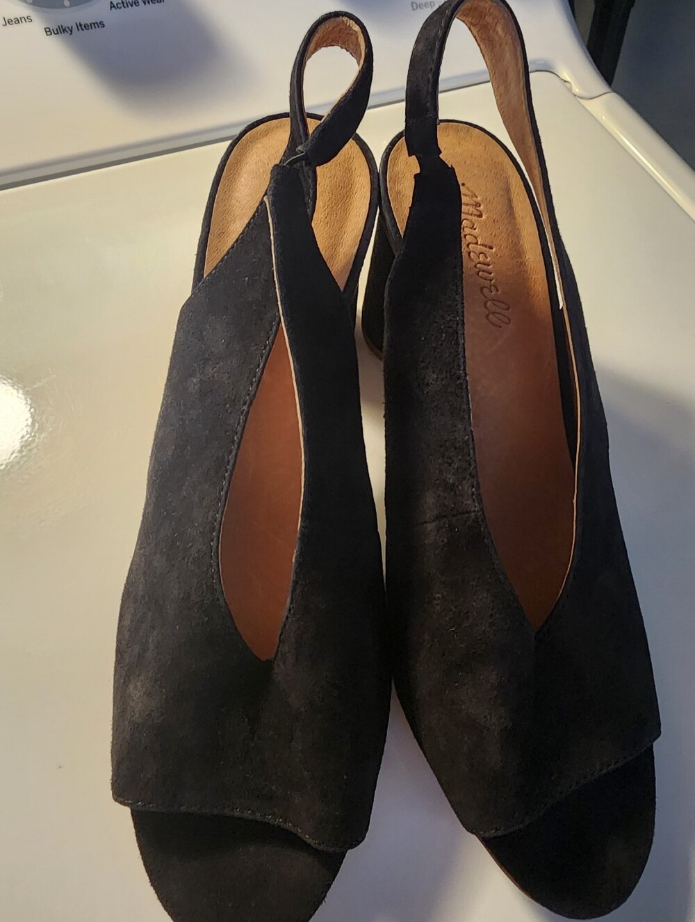 Madden Girl Black Suede Peep-Toe Slingback Heels